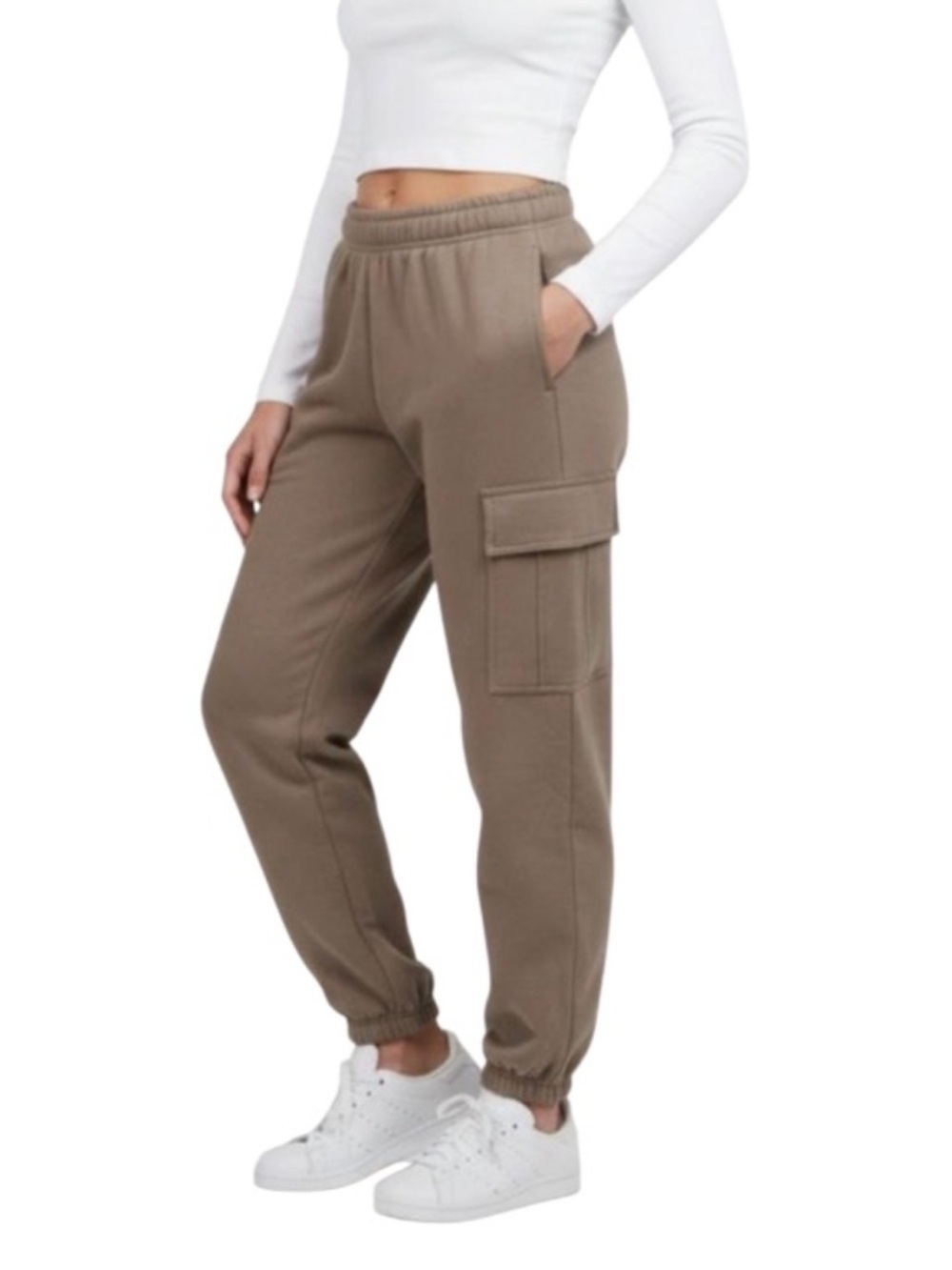 Tuff Athletics Cargo Joggers Taupe Brown Size Medium